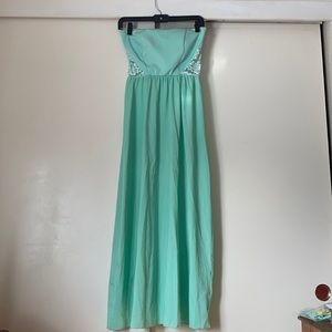 mint lace maxi dress